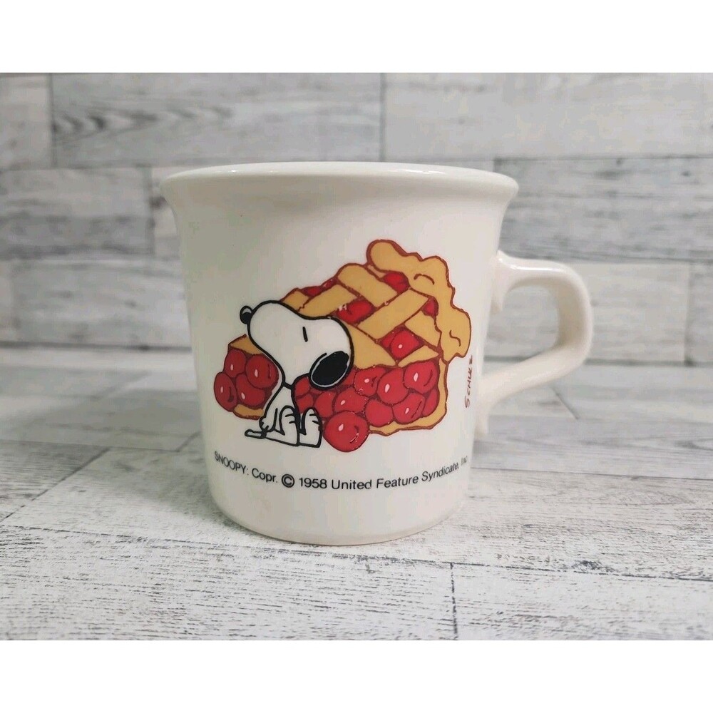 Vintage Snoopy Mug Peanuts Mug Cherry Pie 1958 Coffee Cup Made in USA